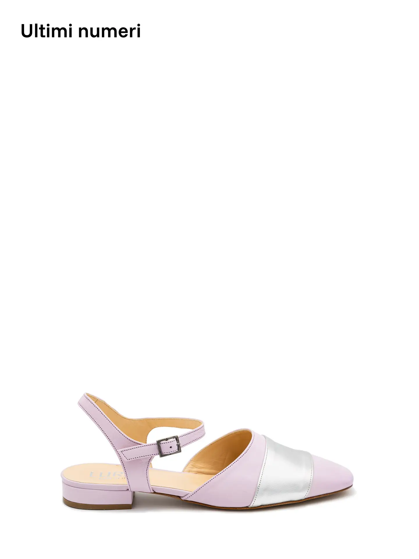 Mules Pelle Lilla Argento Con Cinturino