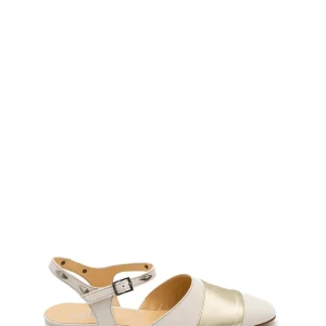 Mules Pelle Bianco Platino Con Cinturino E Borchie