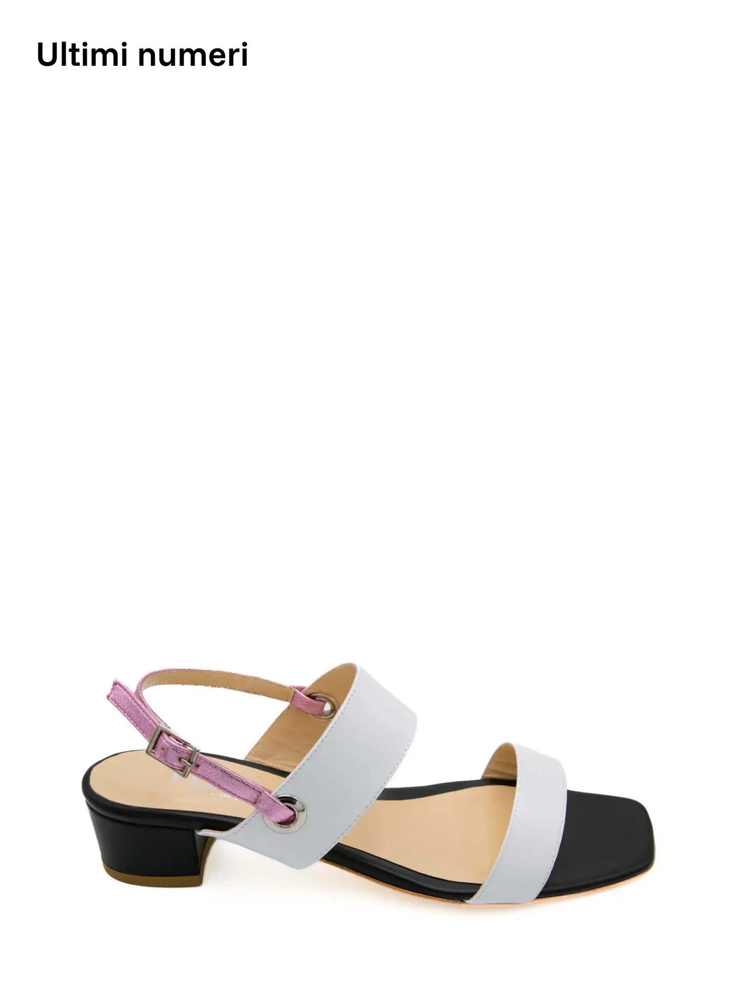 Sandalo Da Donna In Pelle- Bianco Nero – Cinturino - immagine 2