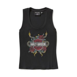 Canotta a Coste Donna Serpent Rose Bling – Black