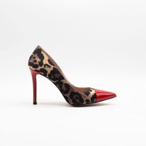 Décolleté leopardata PERIS 2766 vernice rossa