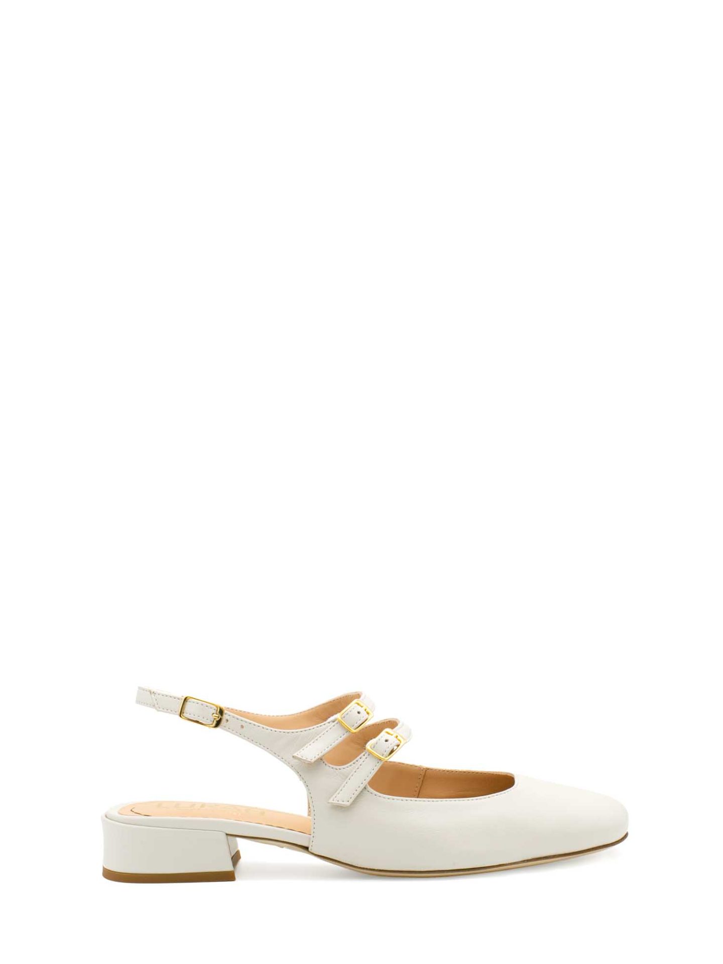 Mary Jane Bianche In Pelle Con 2 Cinturini