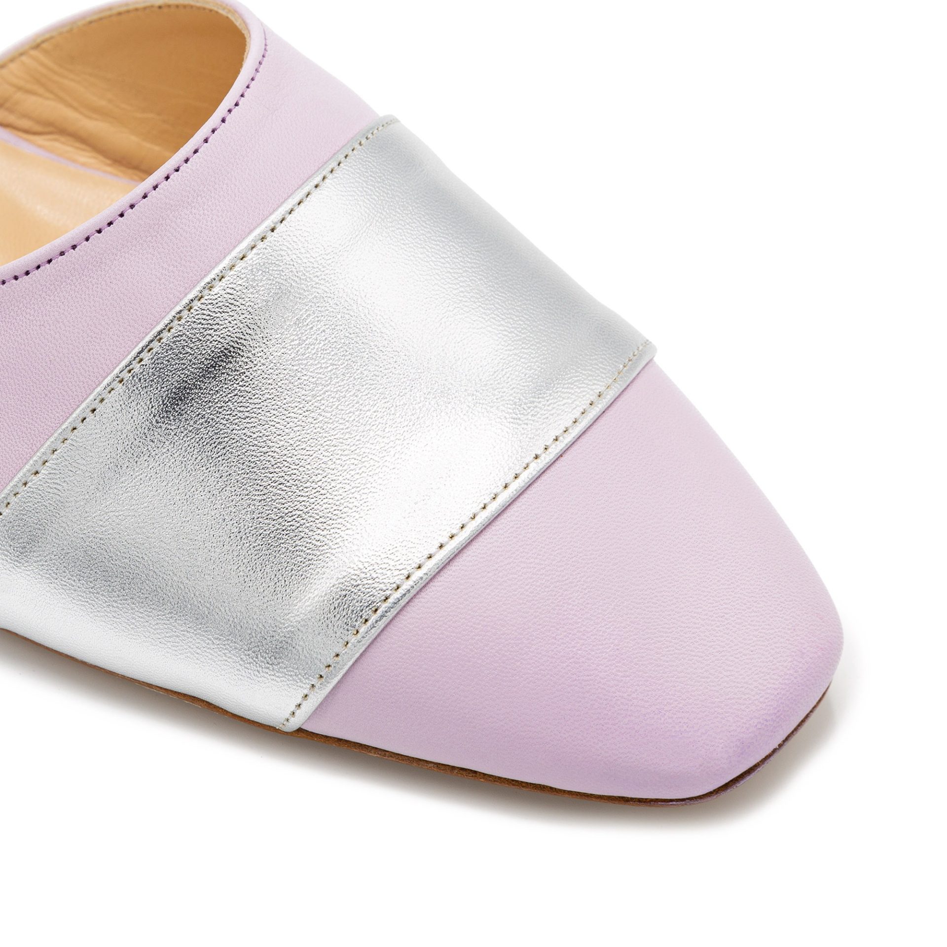Mules Pelle Lilla Argento Con Cinturino - immagine 4