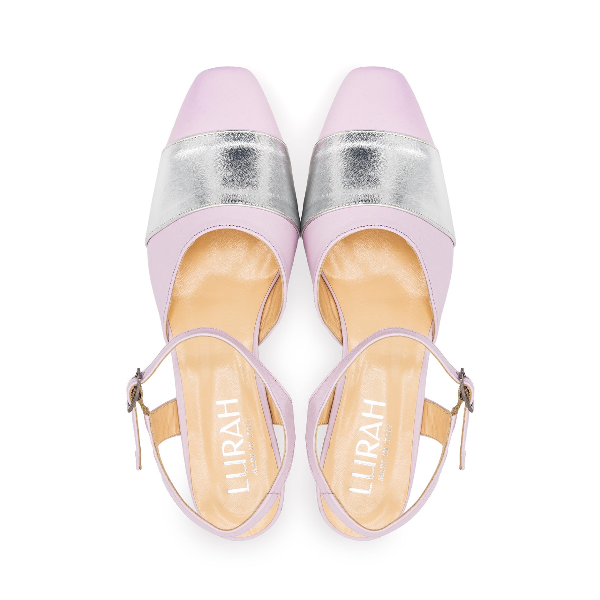 Mules Pelle Lilla Argento Con Cinturino - immagine 3