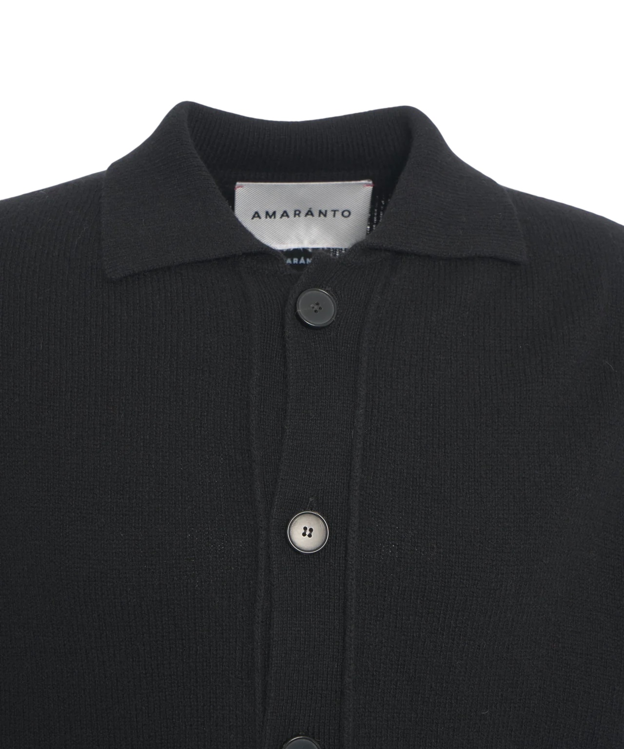 AMARANTO Cardigan con colletto a polo nero - immagine 4