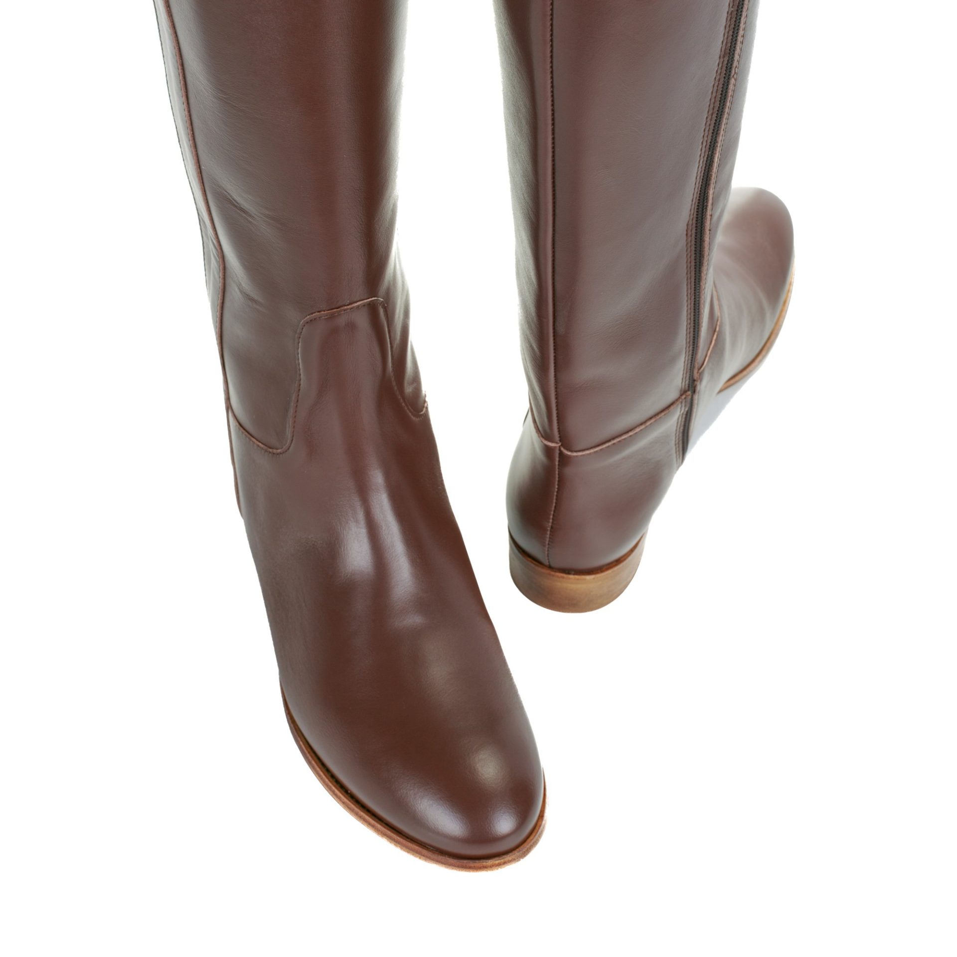 Stivali camperos in pelle testa di moro tacco basso 2 cm - immagine 6