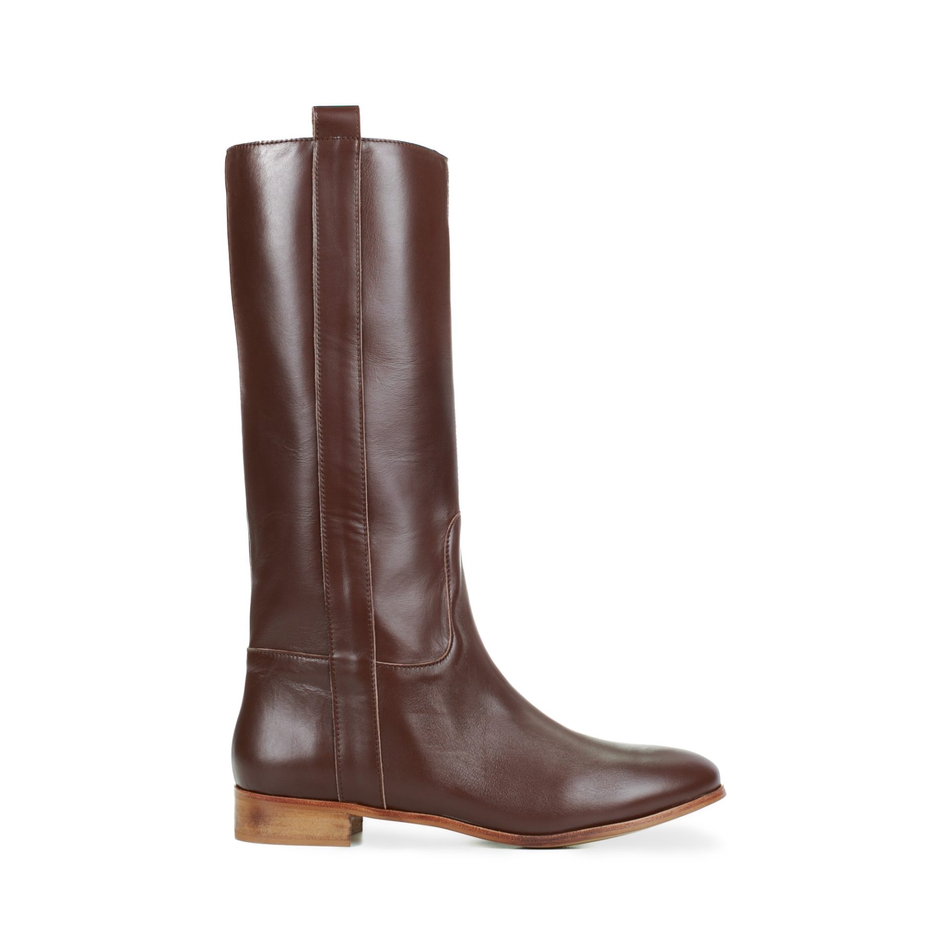 Stivali camperos in pelle testa di moro tacco basso 2 cm - immagine 4