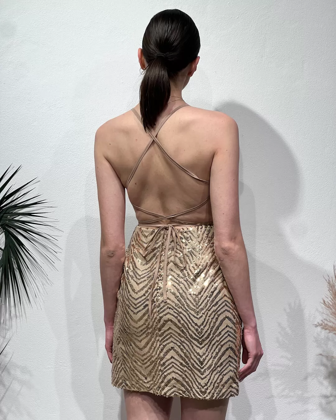 ABITO TUBINO CON TRAMA IN PAILLETTES – HAVEONE - immagine 4