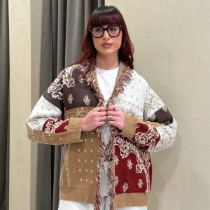 CARDIGAN JACQUARD CON FRANGE – KONTATTO