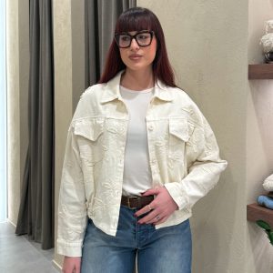 BOMBER IN BULL DENIM CON RICAMO FLOREALE – HAVEONE